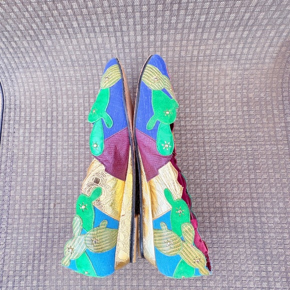 Vtg 80’s Beverly Feldman Women’s 8.5 Leather Wedge Flats Southwest Cowboy Desert - Picture 8 of 11